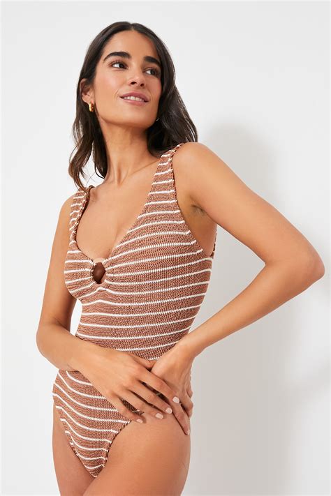 Metallic Cocoa and White Celine One Piece | Hunza G