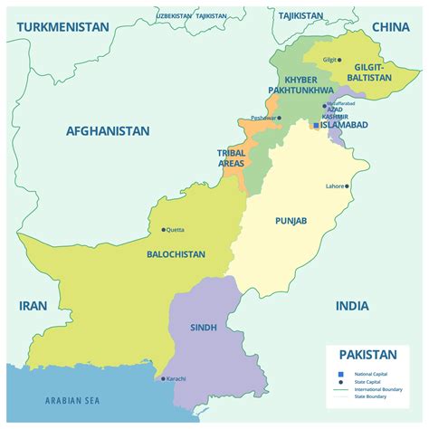 Pakistan Detailed Map with States 21549903 Vector Art at Vecteezy