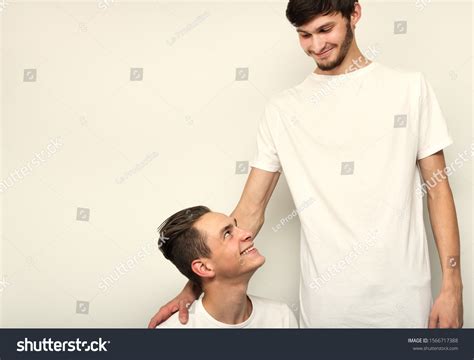 friends tall short big difference stock photo edit