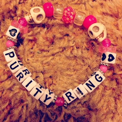 PURITY RING Pink Kandi Bracelet with Skulls and Heart Beads