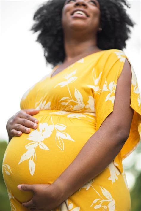 portrait   pregnant african american family stock photo image