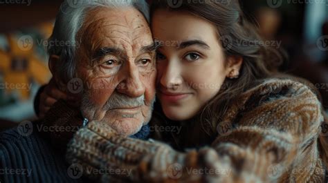 A Cherished Moment Between Grandfather and Granddaughter on a Cozy