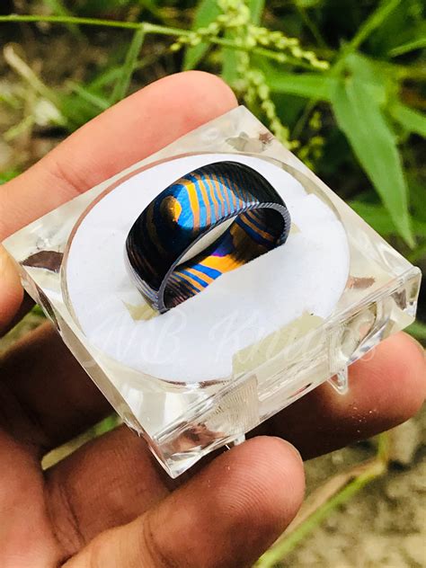 Titanium Zirconium Timascus Ring #2 – NB CUTLERY LTD