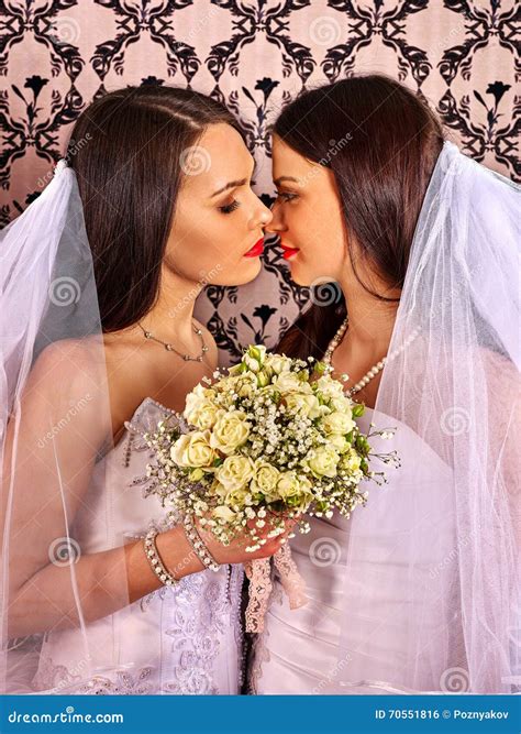 Wedding Lesbians Girl in Bridal Dress. Stock Photo - Image of lifestyle