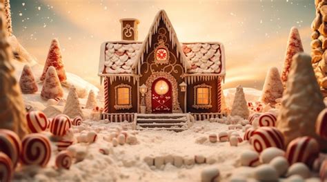 Premium AI Image | Gingerbread House with Red Door and Windows A ...