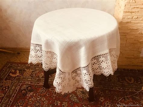 Винтаж: Молочная скатерть с широким плауэнским кружевом купить в ...