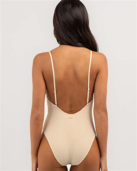 Shop Roxy Gingham One Piece Swimsuit In Porcini - Fast Shipping & Easy