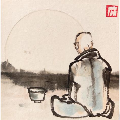 Peinture zen monk par De Giorgi Mauro | Carré d'artistes