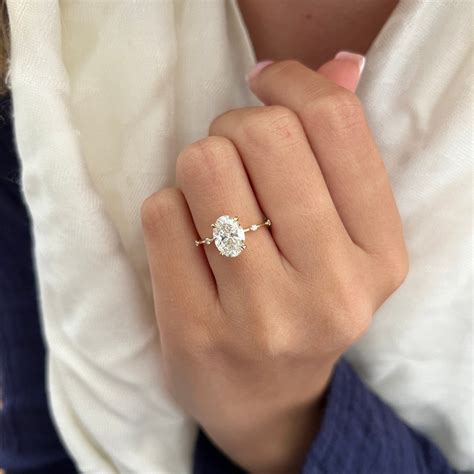 carat oval lab grown diamond ring  ct oval diamond thin engagement