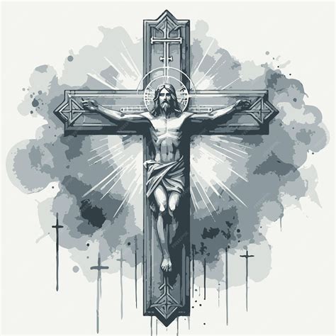 Croix de Jésus-Christ sur un fond aquarelle Illustration d'aquarelle