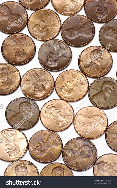 copper pennies  white background stock photo  shutterstock