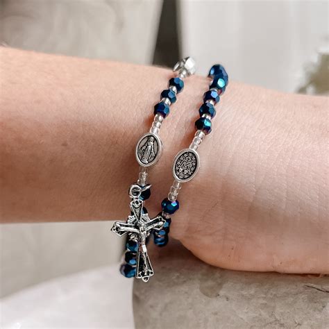 Miraculous Medal Blue Twist Rosary Bracelet | The Catholic Company®