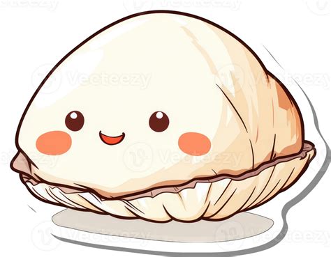 adorable cartoon clam  happy face smiling  png