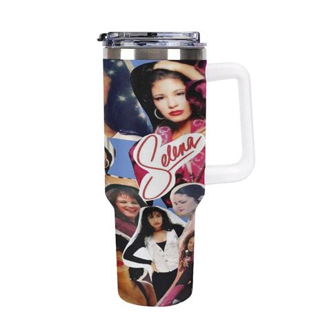 Selena Quintanilla Stainless Steel Tumbler with Handle and Straw Fits