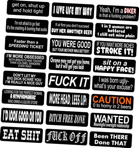 Motorcycle Helmet Stickers 24 Pack Funny Rude Helmet Stickers - Etsy