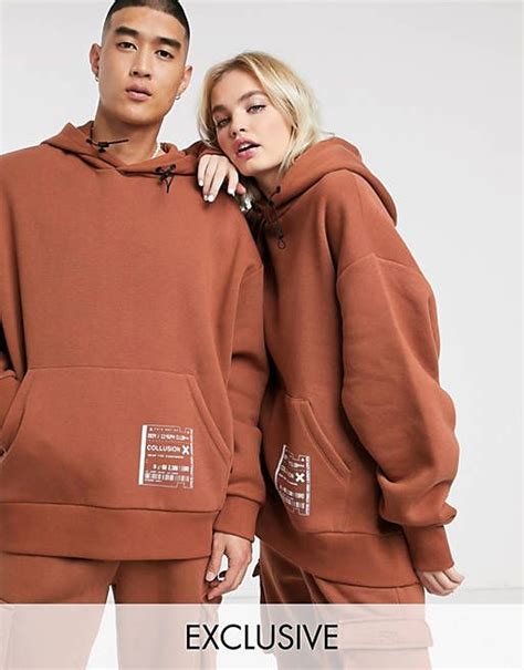 Oversized-худи унисекс с нашивкой COLLUSION | ASOS | Мужские толстовки ...