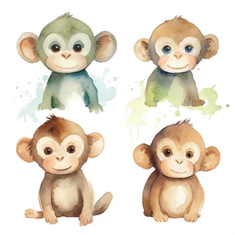 Premium AI Image | There are four different kinds of monkeys sitting on ...