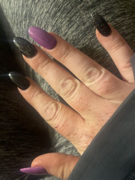 Purple and black nails w sparkle | Black nails, Nails, Hair and nails