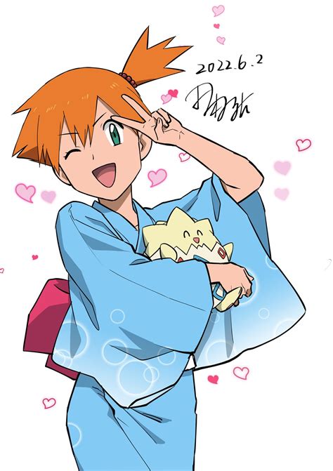 misty and togepi (pokemon and 2 more) drawn by tamura_(kouititamura