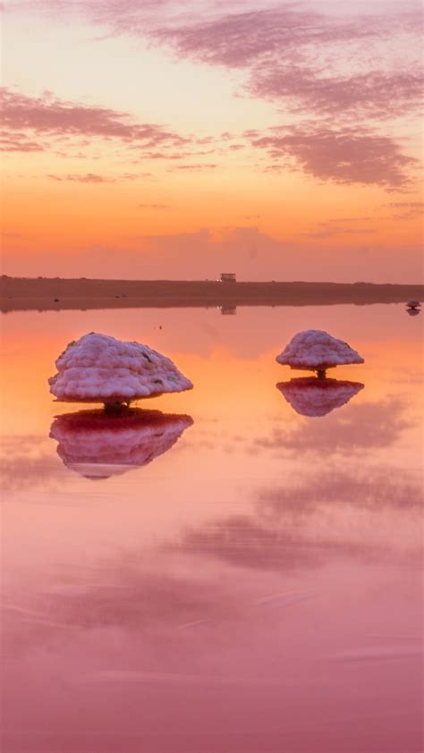 mushroom shaped salt formation   pink masazir lake baku