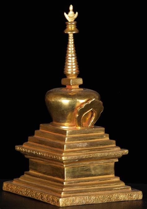 SOLD Golden Stupa 7.5" (#61ns13): Hindu Gods & Buddha Statues