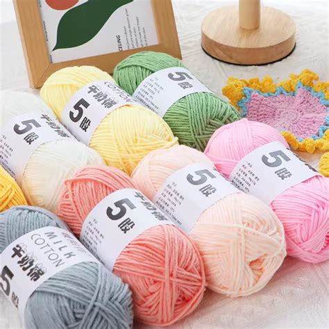 MS 5 Plys Smooth Milk Crochet Yarn Milk Cotton Hand Knitted Yarn Fiber ...