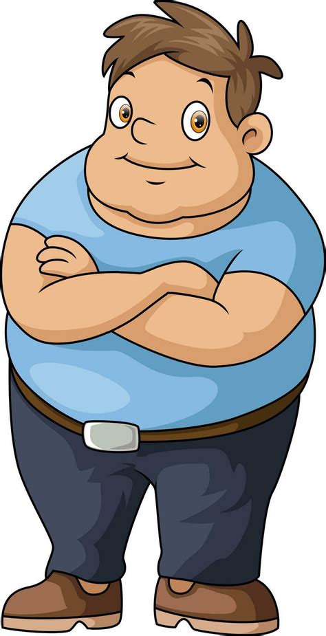 cute fat boy cartoon standing  vector art  vecteezy