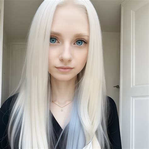 Blonde haired girl with blue eyes and long white hair - SeaArt AI