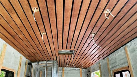 installing  slatted ceiling   diy cargo trailer conversion