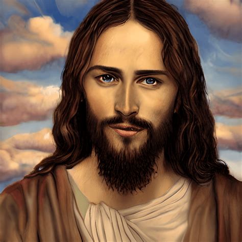 Jesus Christ with Brown Eyes Digital Graphic · Creative Fabrica