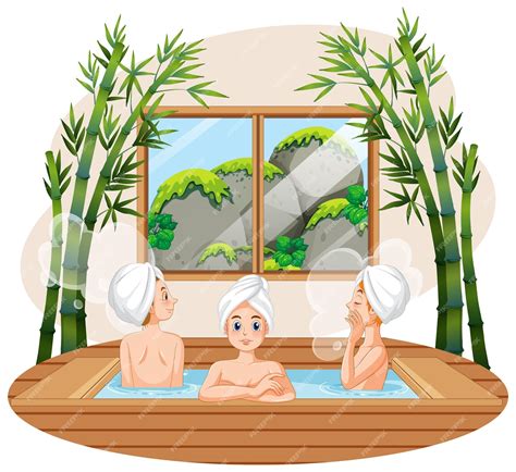 Free Vector | Women in hot tub sauna steam room