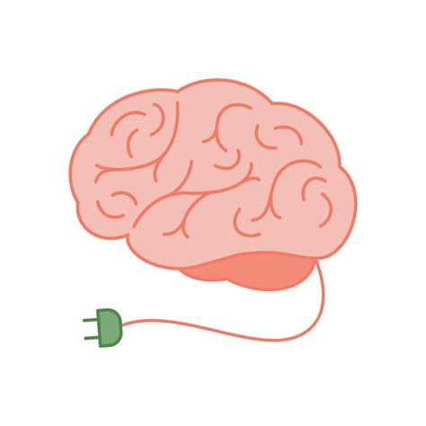 Brain and power cord. The concept of recharging the brain, energy