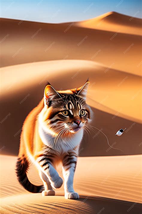 Premium AI Image | A cat in the desert
