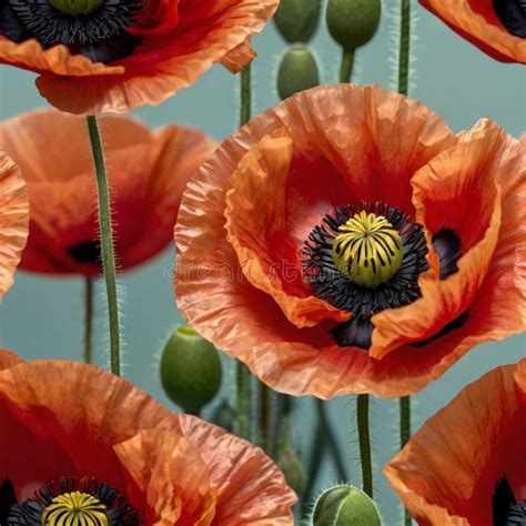 single poppy flower symbol  remembrance stock illustration
