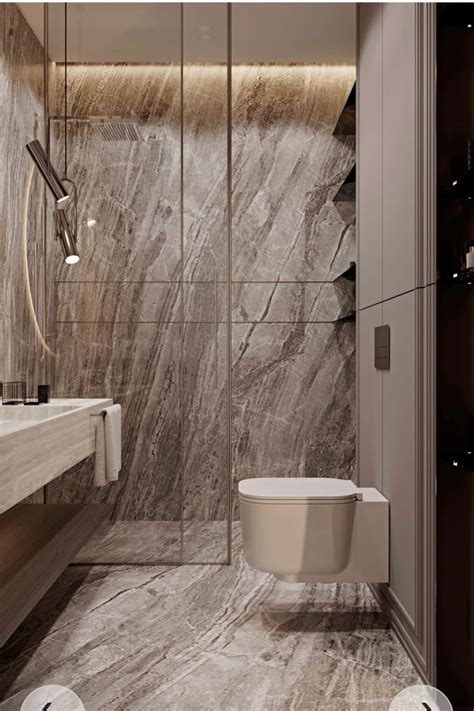 Modern Bathroom with Marble Walls