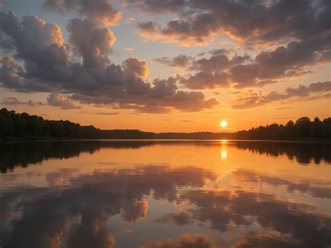 sunset  calm lake  stock photo public domain pictures