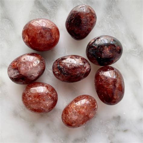fire quartz tumbled pocket stone hematoid quartz minera emporium