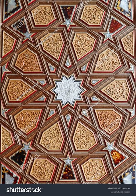 traditional islamic patterns mosque door stock photo