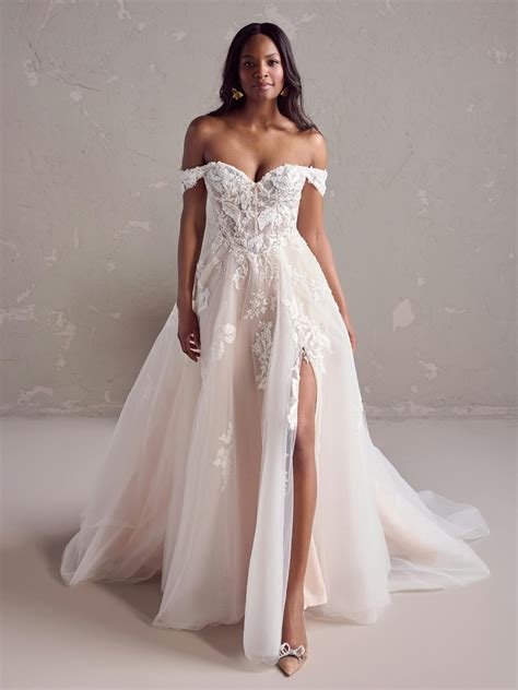 Teresa A-Line Blue Floral Wedding Dress | Rebecca Ingram