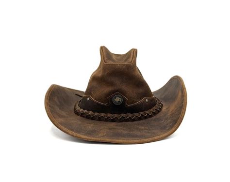 LEATHER CATTLEMAN Cowboy Hat for Men Distressed Cowboy Hat Men's ...