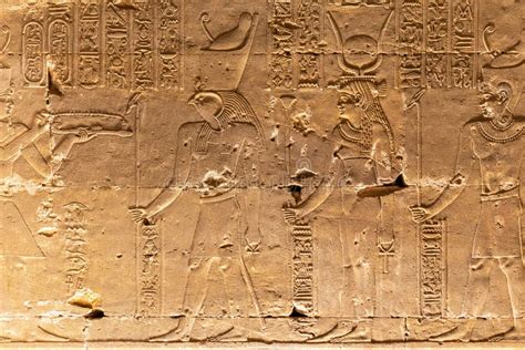 Hieroglyphs on a Wall of the Temple of Edfu Stock Image - Image of ...