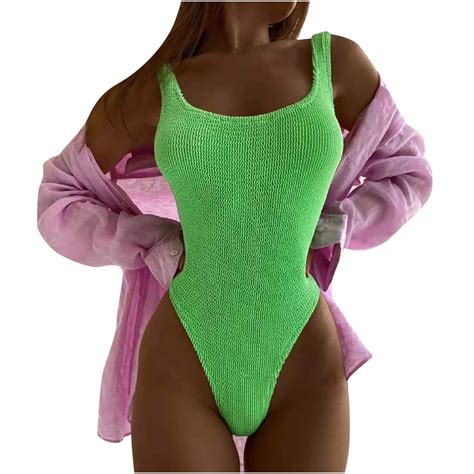 JGGSPWM Women's Neon One Piece Swimsuits Sexy Bathing Suit Square Neck