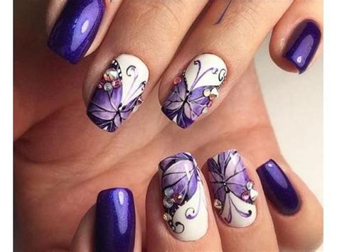 лилав маникюр с пеперуди | Purple nail art, Nail art wedding, Butterfly ...