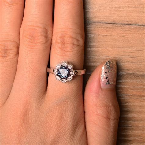 Lab Alexandrite June Birthstone Ring Solid Sterling Silver - Etsy