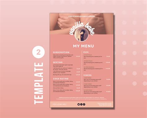 Onlyfans Editable Tip Menu Templates Bundle for Fansly, Niteflirt