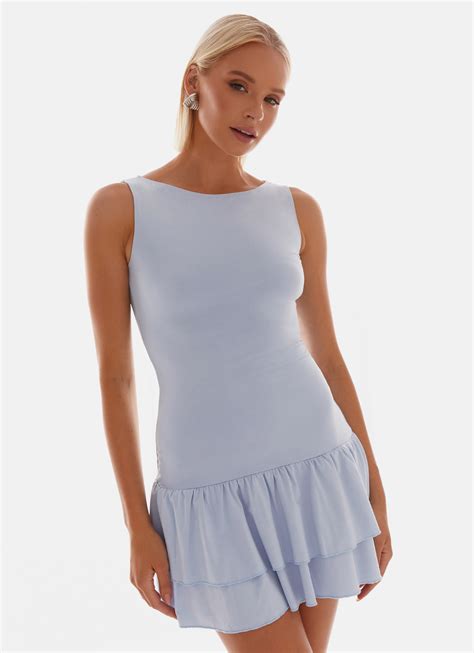 Rhiannon Frill Mini Dress - Blue – Peppermayo US