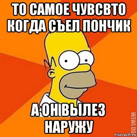то самое чувсвто когда съел пончик а он вылез наружу, Мем Гомер adv ...