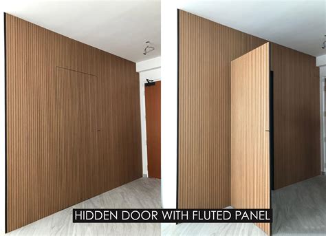 Hidden Door with Wood Strip | Fluted Wall Panel