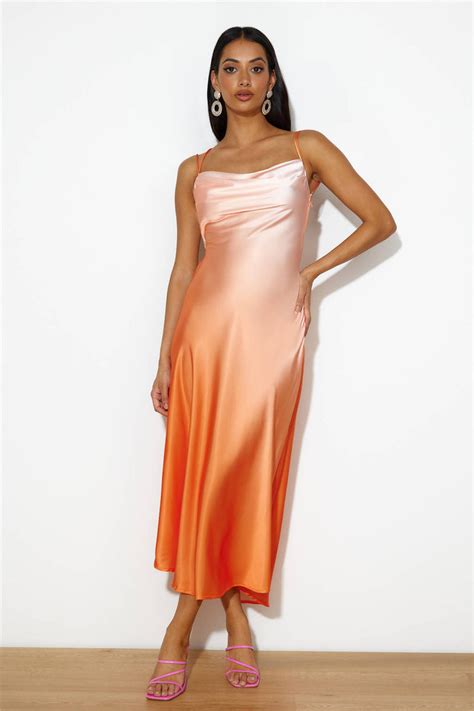 Luxe Ombre Midi Dress Orange | Hello Molly