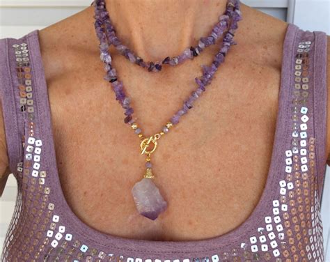 Raw Amethyst Necklace Amethyst Jewelry Natural Stone - Etsy